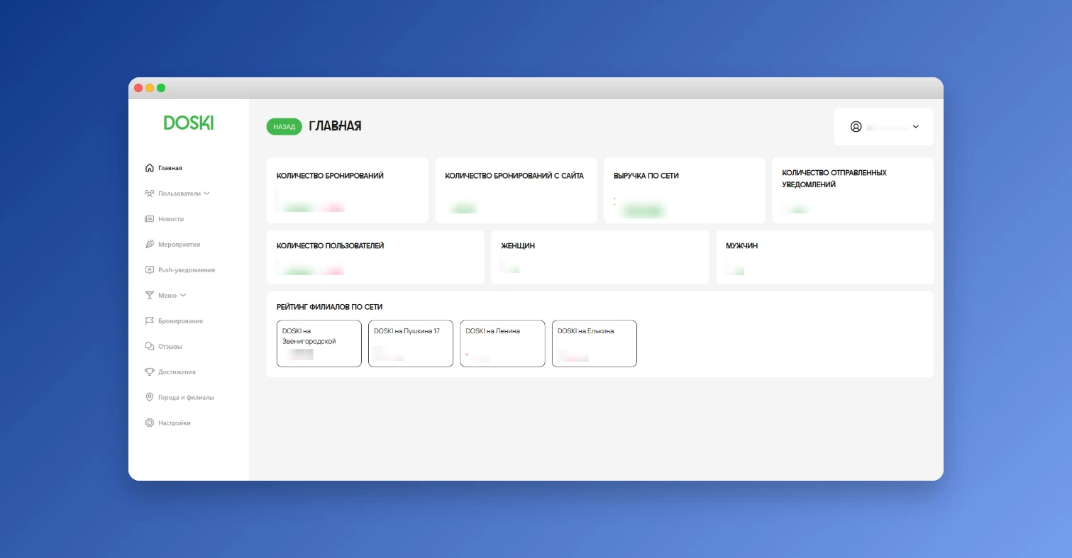 Doski Мобильное приложение для бара-ресторана